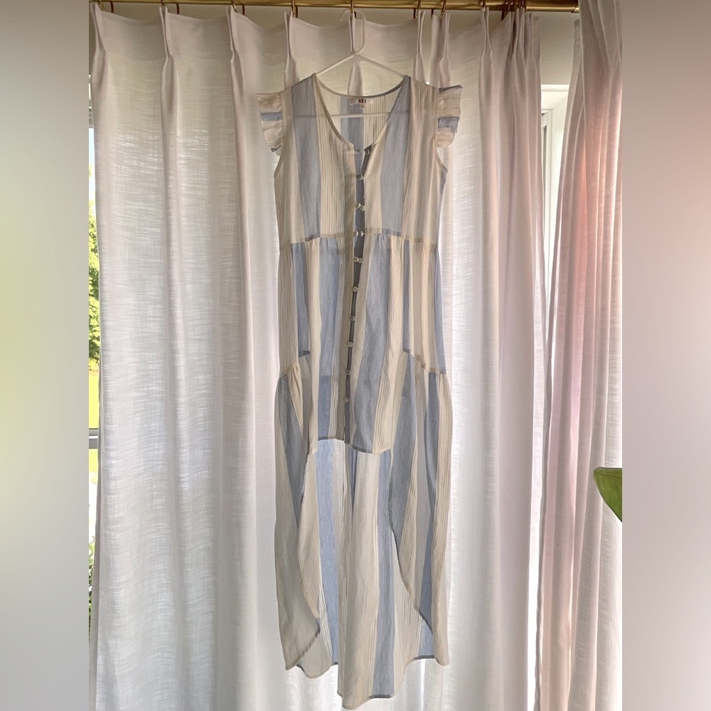 Blue and white striped dress
